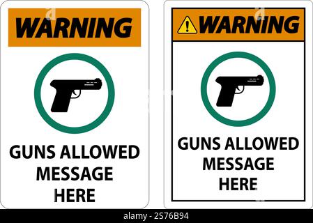 Warning Firearms Allowed Sign Guns Allowed Message Here Stock Vector
