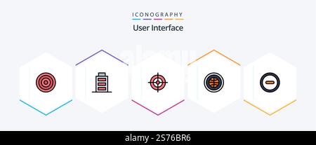 User Interface 25 FilledLine icon pack including user. interface. interface. web. internet Stock Vector