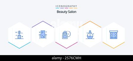 Beauty Salon 25 Blue icon pack including fashion. beauty. mirror. skin cleansing. body soothing Stock Vector