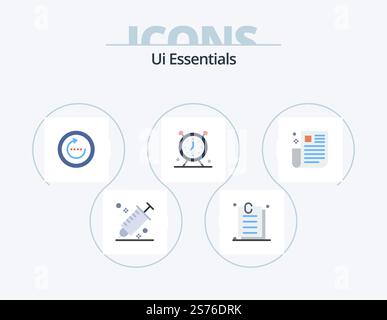 Ui Essentials Flat Icon Pack 5 Icon Design. schedule. alarm. ui. ui. reload Stock Vector
