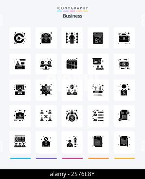 Creative Business 25 Glyph Solid Black icon pack  Such As business. working. challenge. discussion. consulting Stock Vector