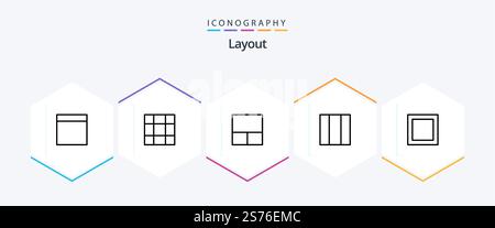 Layout 25 Line icon pack including . Stock Vector