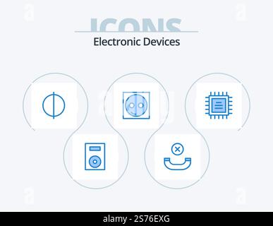 Devices Blue Icon Pack 5 Icon Design. chipset. hardware. antialiasing. equipment. electric Stock Vector