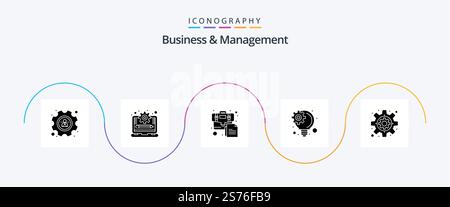 Business And Management Glyph 5 Icon Pack Including . gear. briefcase. business. innovative idea Stock Vector