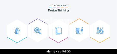 Design Thinking 25 Blue icon pack including pipette. dropper. arrange. color picker. knowledge Stock Vector