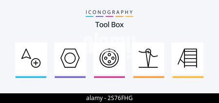 Tools Line 5 Icon Pack Including . tools. view. eye. Creative Icons Design Stock Vector