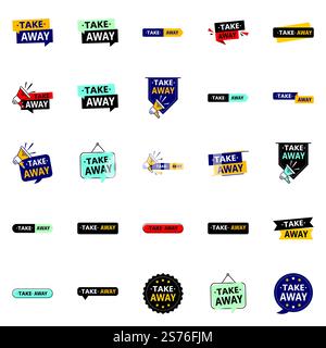 Take Away 25 Professional Vector Designs to Elevate Your Food Outlets and Restaurants Stock Vector
