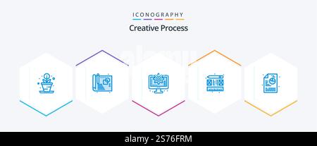Creative Process 25 Blue icon pack including . diagram. process. process. layout Stock Vector