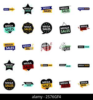 The Mega Sale Vector Pack 25 Dynamic Designs for Your Advertising Needs Stock Vector