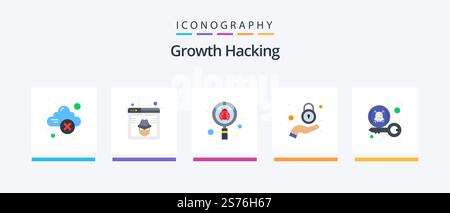Hacking Flat 5 Icon Pack Including virus. lock. website. hand. virus. Creative Icons Design Stock Vector