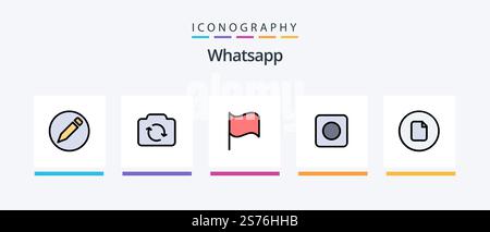 Whatsapp Line Filled 5 Icon Pack Including location. basic. worker. ui. arrow. Creative Icons Design Stock Vector