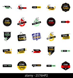 Stay Tuned 25 Unique Vector Elements for a fresh and one of a kind brand identity Stock Vector