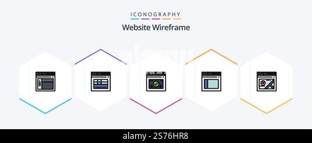 Website Wireframe 25 FilledLine icon pack including . web. Stock Vector