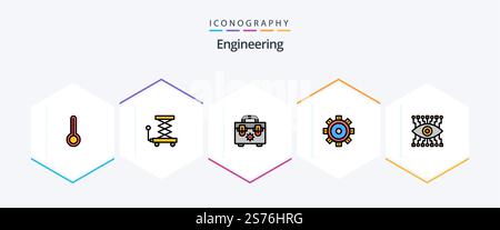 Engineering 25 FilledLine icon pack including . construction. construction. watch. setting Stock Vector