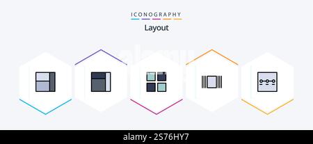 Layout 25 FilledLine icon pack including . layout. Stock Vector