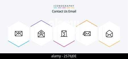 Email 25 Line icon pack including open. mail. envelope. message. email Stock Vector