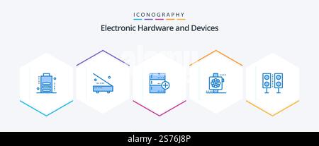 Devices 25 Blue icon pack including devices. smart. add. devices. database Stock Vector