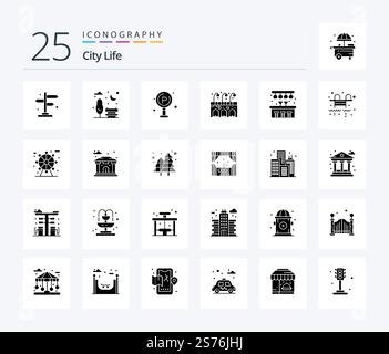 City Life 25 Glyph icon pack including . light. life. life. building ...