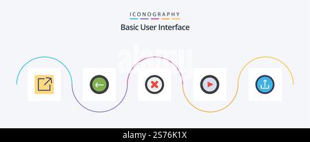 Basic Flat 5 Icon Pack Including mobile. basic. canceled. application. play Stock Vector