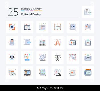 Editorial Design 25 Flat Color icon pack including write. document. art. creative. file Stock Vector