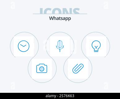 Whatsapp Blue Icon Pack 5 Icon Design. bulb. ui. basic. basic. mic Stock Vector