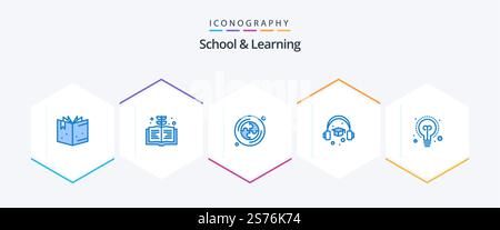 School And Learning 25 Blue icon pack including . graduation. Stock Vector