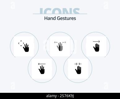 Hand Gestures Glyph Icon Pack 5 Icon Design. hand. mobile. zoom in. hand. croup Stock Vector