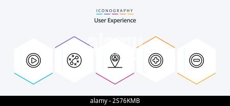 User Experience 25 Line icon pack including . add . virus. media . man Stock Vector
