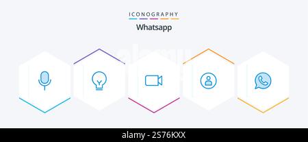 Whatsapp 25 Blue icon pack including chat. ui. camera. basic. man Stock Vector