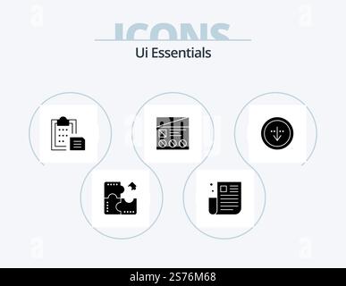 Ui Essentials Glyph Icon Pack 5 Icon Design. prototype. fi. page. paste. interface Stock Vector
