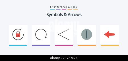 Symbols and Arrows Flat 5 Icon Pack Including . previous. arrow. Creative Icons Design Stock Vector
