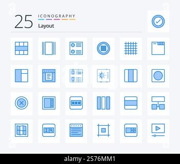 Layout 25 Blue Color icon pack including web. browser. layout. streamline. layout Stock Vector