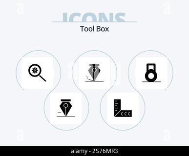 Tools Glyph Icon Pack 5 Icon Design. . search. dumbbell Stock Vector