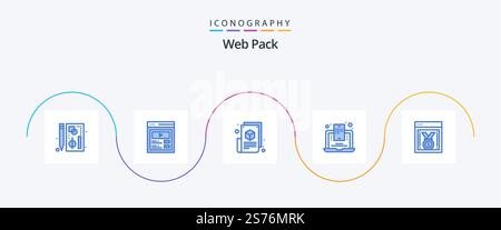 Web Pack Blue 5 Icon Pack Including web blogging. blogger. web. blog mobile. web blogging Stock Vector