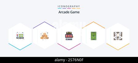 Arcade 25 Flat icon pack including maze. play. play. kids. fun Stock Vector