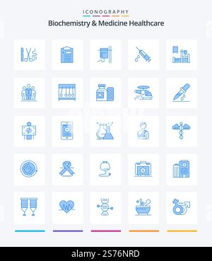Biochemistry And Medicine Healthcare 25 Blue icon pack including ...