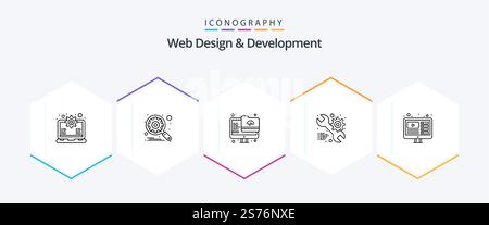 Web Design And Development 25 Line icon pack including web. gear. archive. web. service Stock Vector