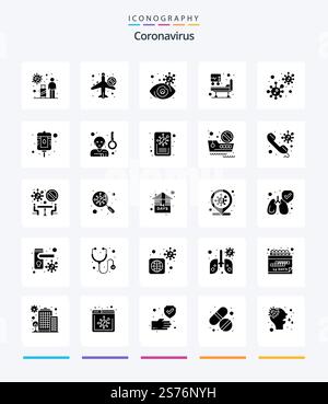 Creative Coronavirus 25 Glyph Solid Black icon pack  Such As bacteria. medical treatment. not allow. icu. virus infected Stock Vector