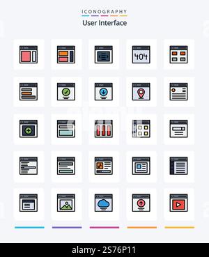 Creative User Interface 25 Line FIlled icon pack  Such As interface. communication. user. . page Stock Vector