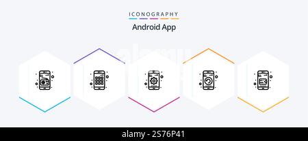 Android App 25 Line icon pack including purse. mobile wallet. setting. restart. mobile Stock Vector
