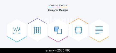 Design 25 Blue icon pack including . right. Stock Vector