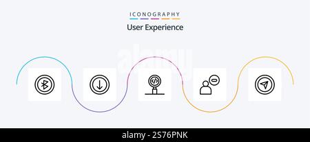 User Experience Line 5 Icon Pack Including user . male . programming Stock Vector