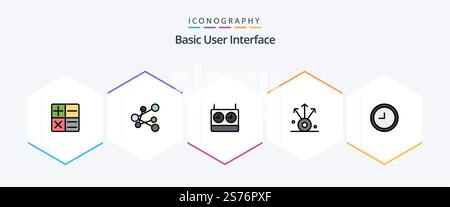 Basic 25 FilledLine icon pack including . connection. time Stock Vector