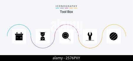 Tools Glyph 5 Icon Pack Including . Stock Vector