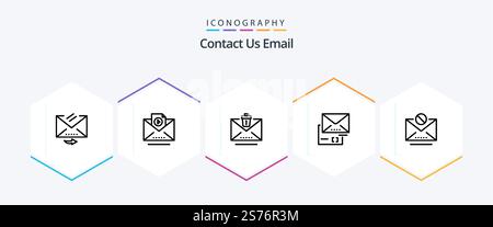 Email 25 Line icon pack including mail. email. email. mail. document Stock Vector