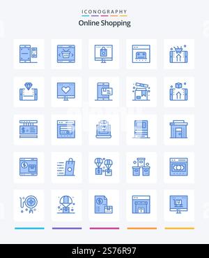 Creative Online Shopping 25 Blue icon pack  Such As finance. banking. shopping. shopping. online Stock Vector