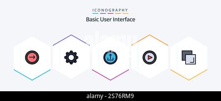 Basic 25 FilledLine icon pack including . set. Stock Vector