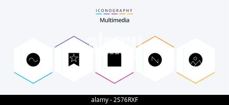 Multimedia 25 Glyph icon pack including . nature. multimedia. image. sound Stock Vector