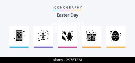 Easter Glyph 5 Icon Pack Including easter. box. baby. love. gift. Creative Icons Design Stock Vector