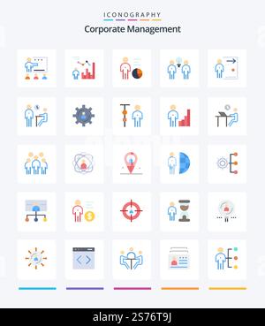 Creative Corporate Management 25 Flat icon pack  Such As fired. door. management. teamwork. people Stock Vector